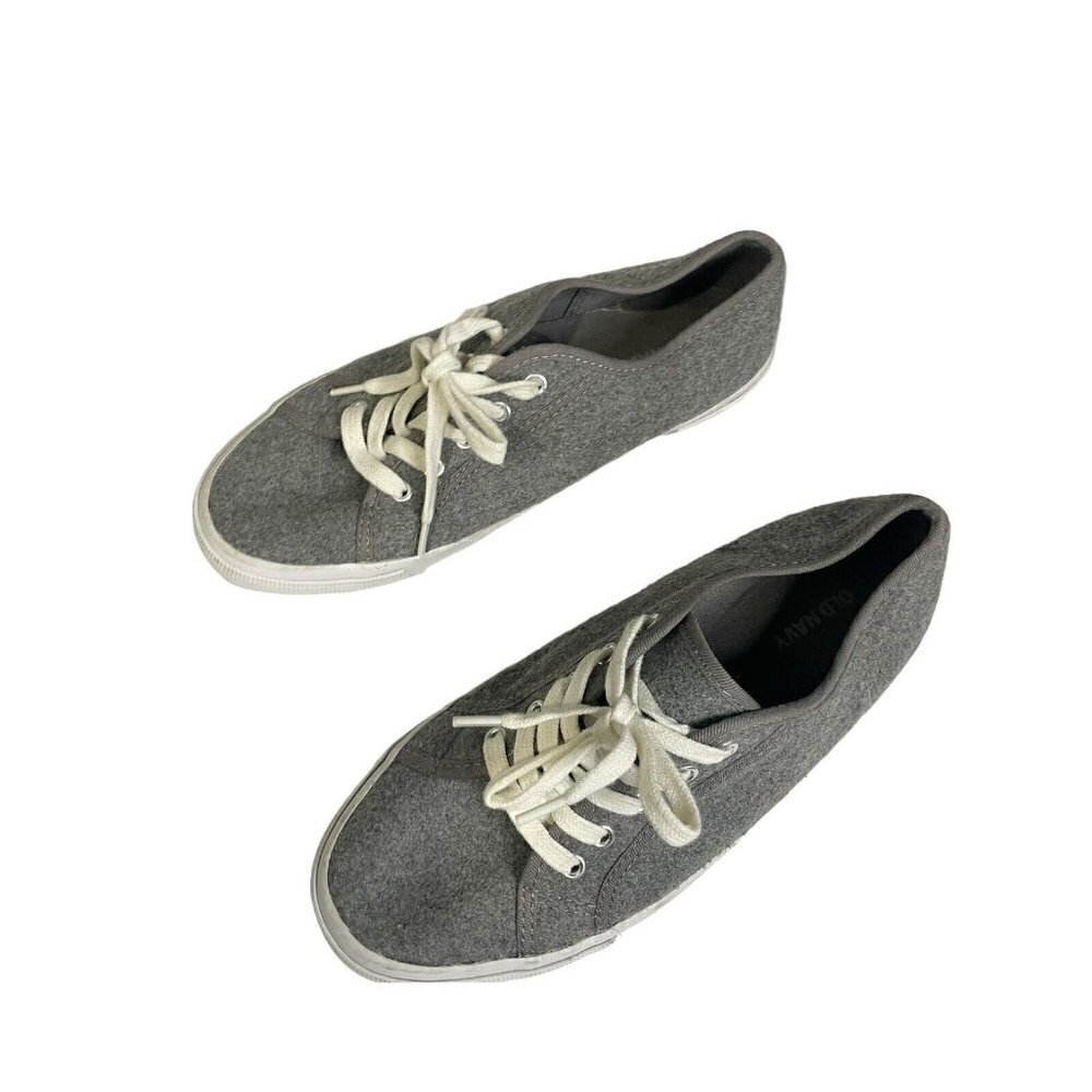 Old Navy Womens Size 8 Shoes Sneakers Soft Gray Felt Court Sneakers Lace Up‎